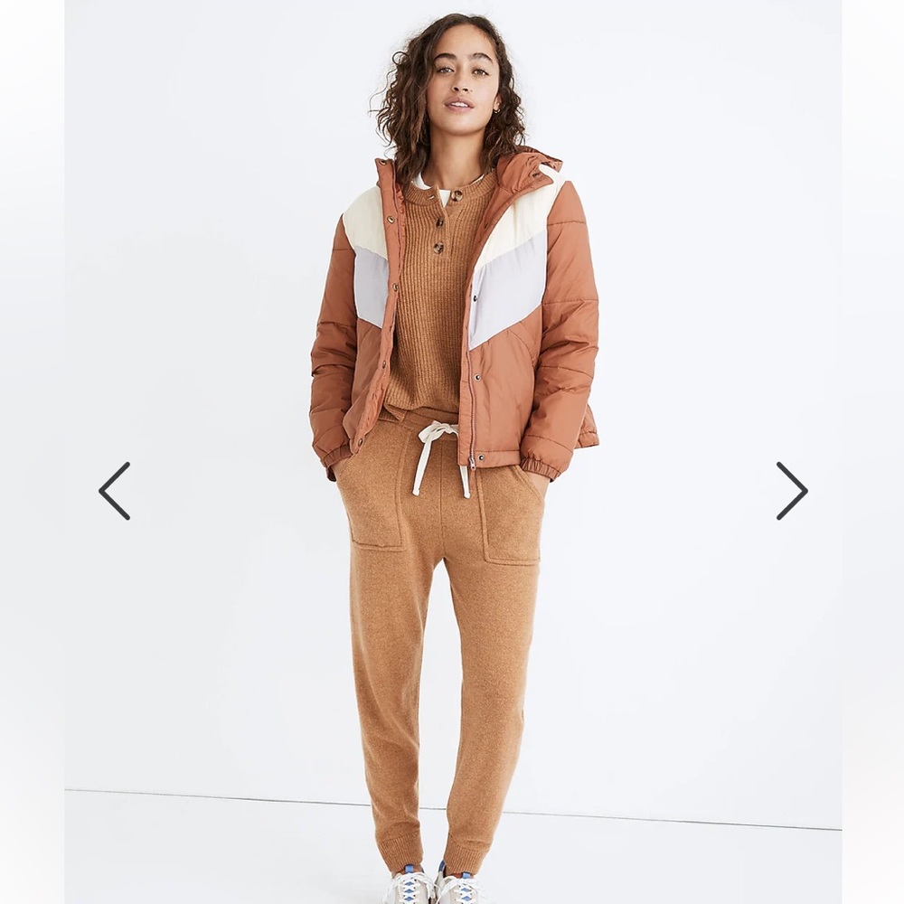 Madewell Chevron Packable Puffer Jacket in Colorblock